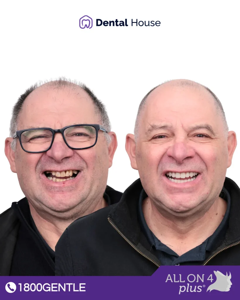 Two men smiling.